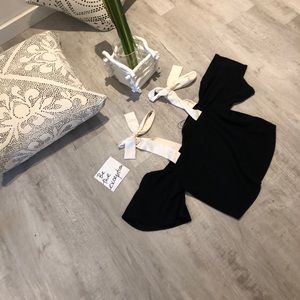 ZARA black ribbon strap top-M